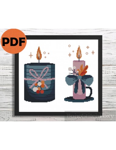 Boho Christmas candles cross stitch pattern Amélioration de cerveau avec