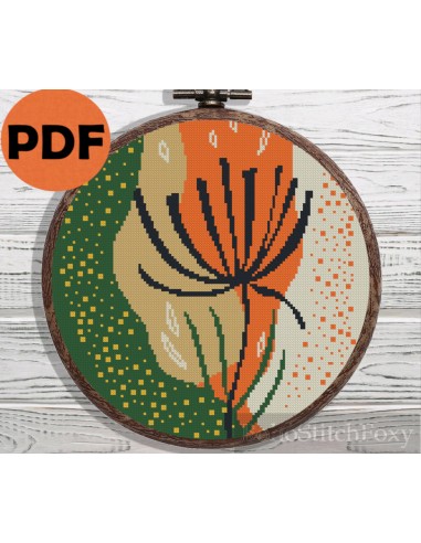 Abstract mid century modern boho cross stitch pattern pas cher chine