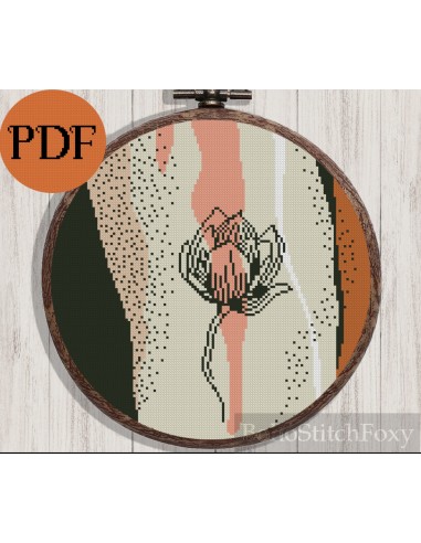 Abstract mid century modern boho floral cross stitch pattern Par le système avancé 