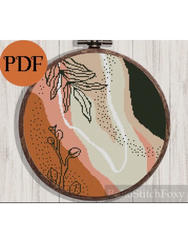 Abstract mid century modern boho floral cross stitch pattern vente chaude votre 