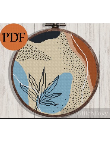 Abstract mid century modern boho floral cross stitch pattern Profitez des Offres !