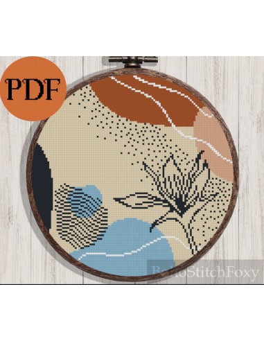 Abstract mid century modern boho floral cross stitch pattern votre restaurant rapide dans 