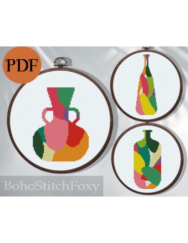 Kitchen colorful vase cross stitch patterns set d'Europe débarque