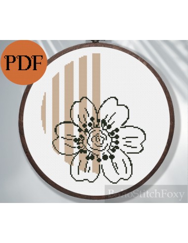 Flower abstract geometric cross stitch pattern 2024