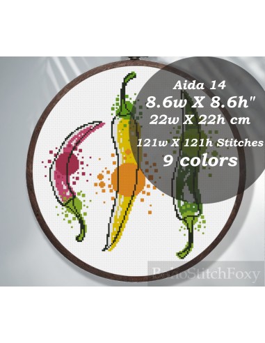 Hot chili pepper cross stitch pattern Paris Déstockage Promo