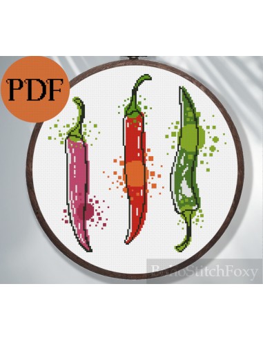 Hot chili pepper cross stitch pattern Venez découvrir notre 